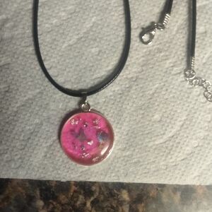 Vibrant Pink and Black Crystal Necklace